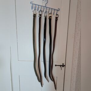 Belts 5 Leather Black Brown Brass Silvertone Coldwater Creek Calvin Klein 32-36"